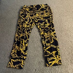 Navy Blue and Gold Chain/Tassel Soft Pant